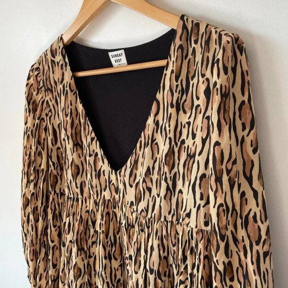 Sunday Best Aritzia Jinx Animal Print Leopard Mini Dress Sz  Small - Picture 5 of 9